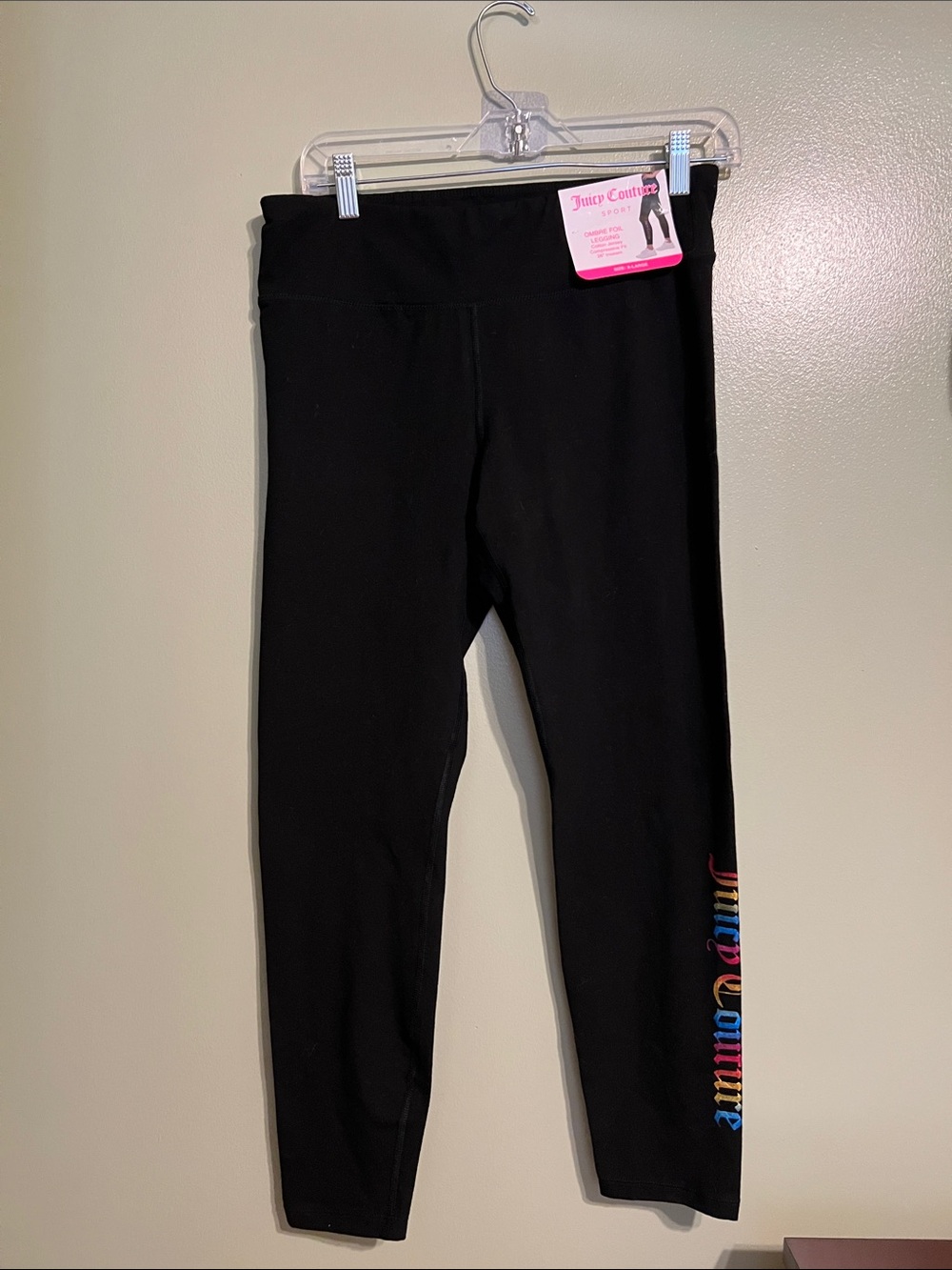 Juicy Couture Black Leggings with Rainbow Logo